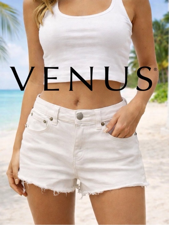VENUS Pants - 🦋🌴🌺 White Denim Cutoff Jean Shorts |  Size 4 | Frayed Hem